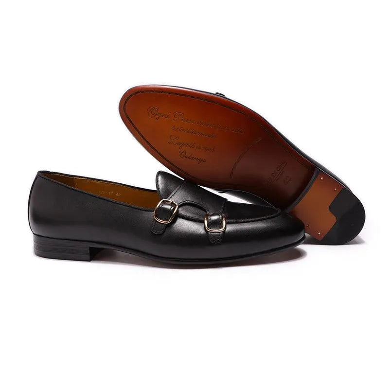 Men Apron Toe Dress Loafers - Buckles, Straps Monk Strap Formal Dress Shoes