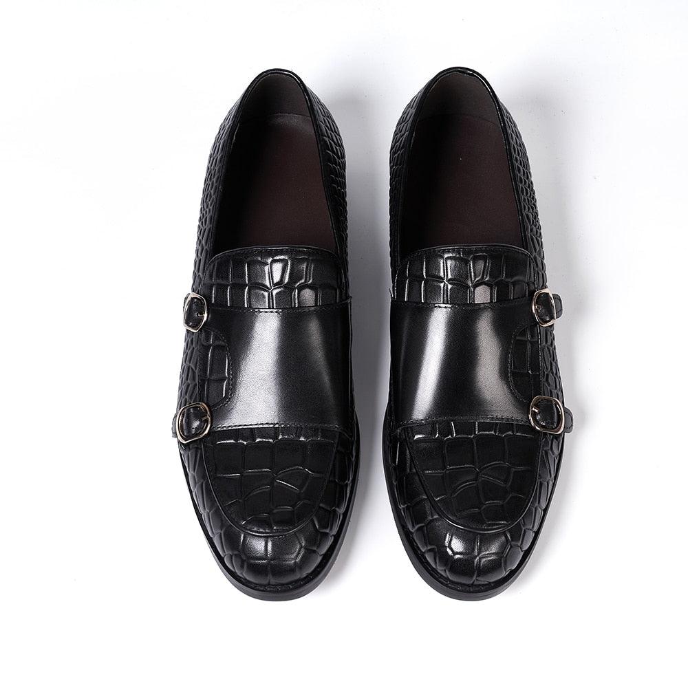 Genuine Leather Monk Strap Loafers - Men Shoes - Loafer Shoes - Guocali