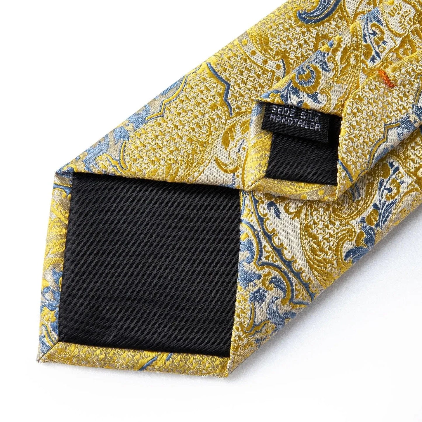 Gold Blue Paisley Necktie Set -Guocali