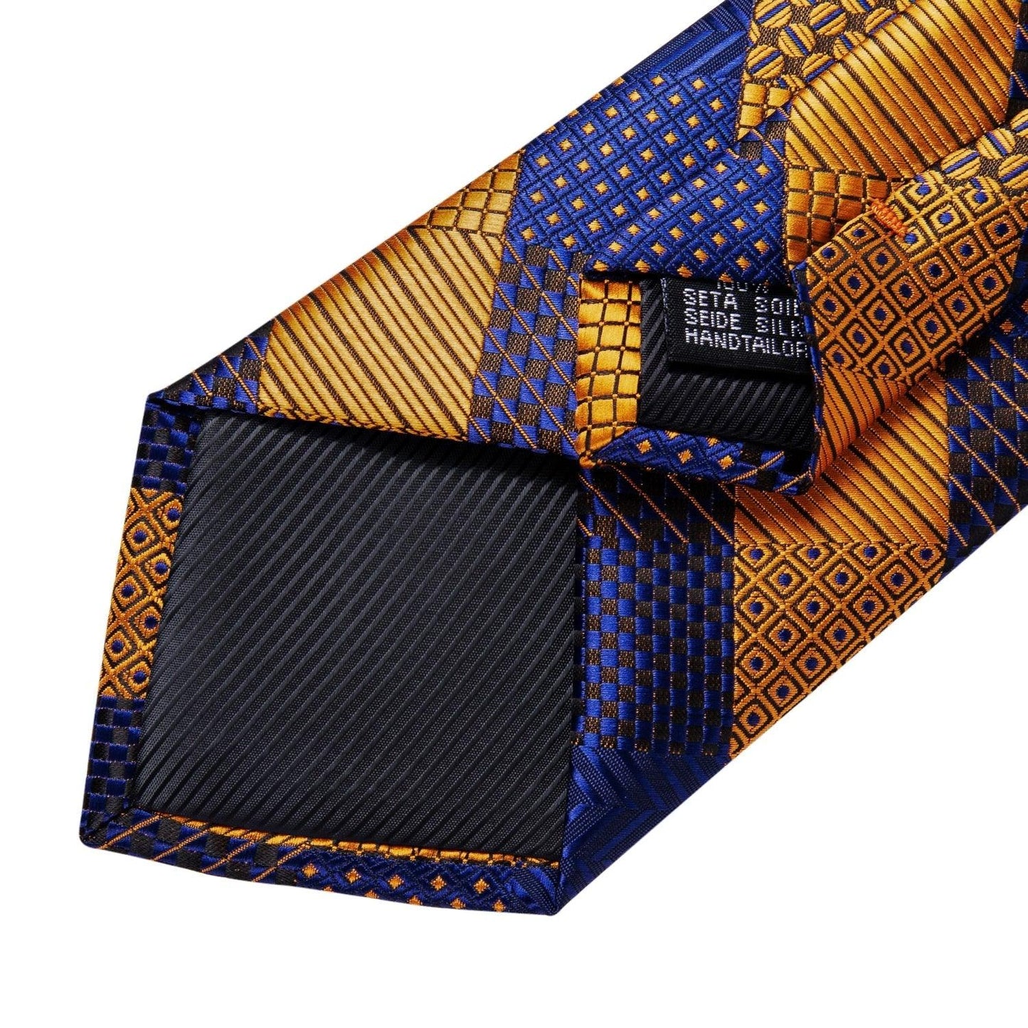 Gold Blue Striped Silk Necktie Set - Necktie - Guocali