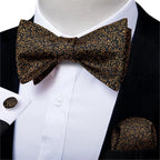 Golden Leaves Silk Bow Tie Set -Guocali