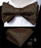 Golden Leaves Silk Bow Tie Set -Guocali