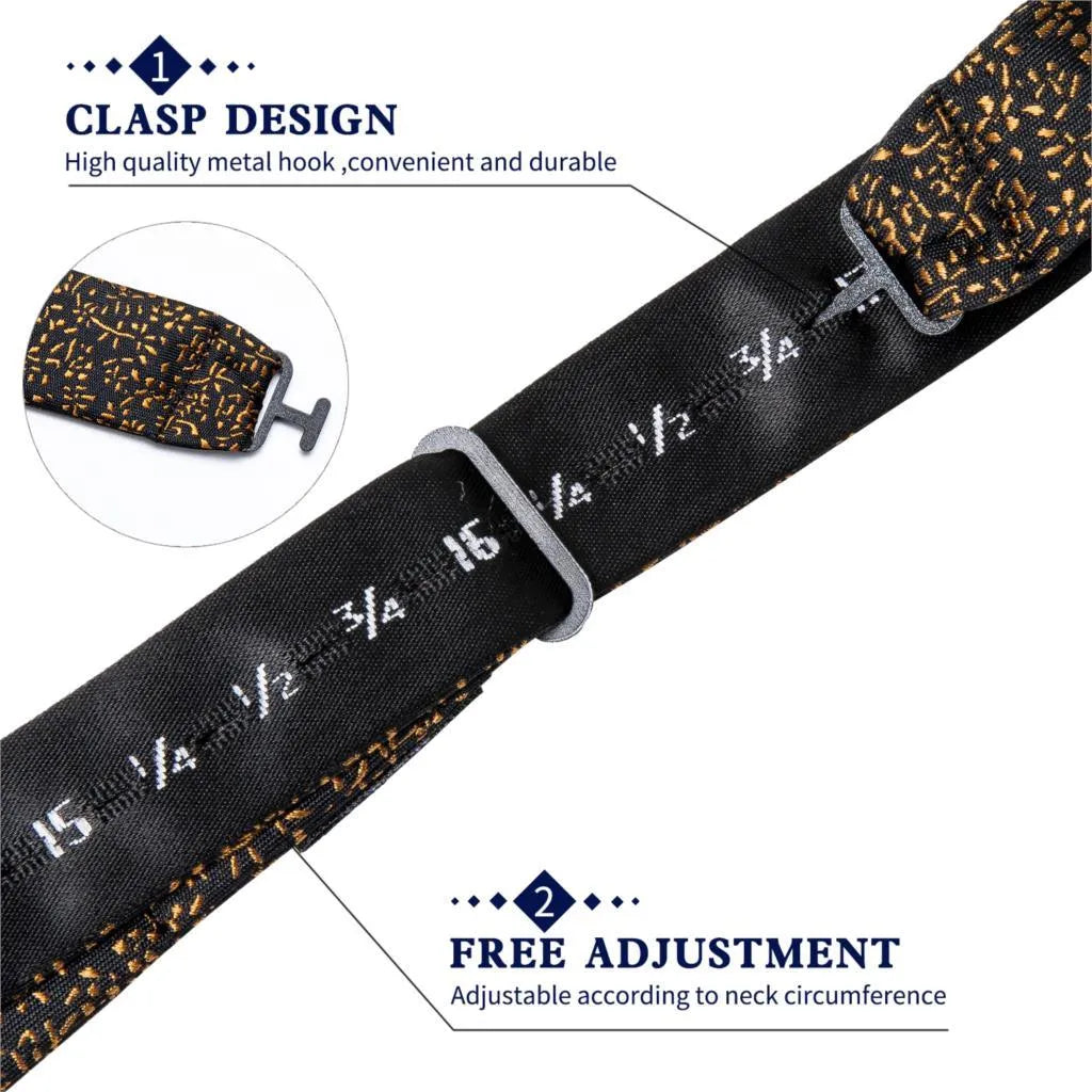 Golden Leaves Silk Bow Tie Set -Guocali