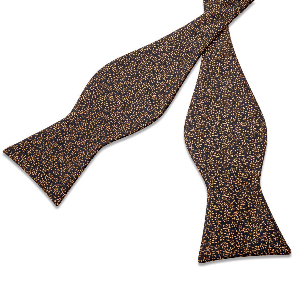 Golden Leaves Silk Bow Tie Set - Necktie - Guocali