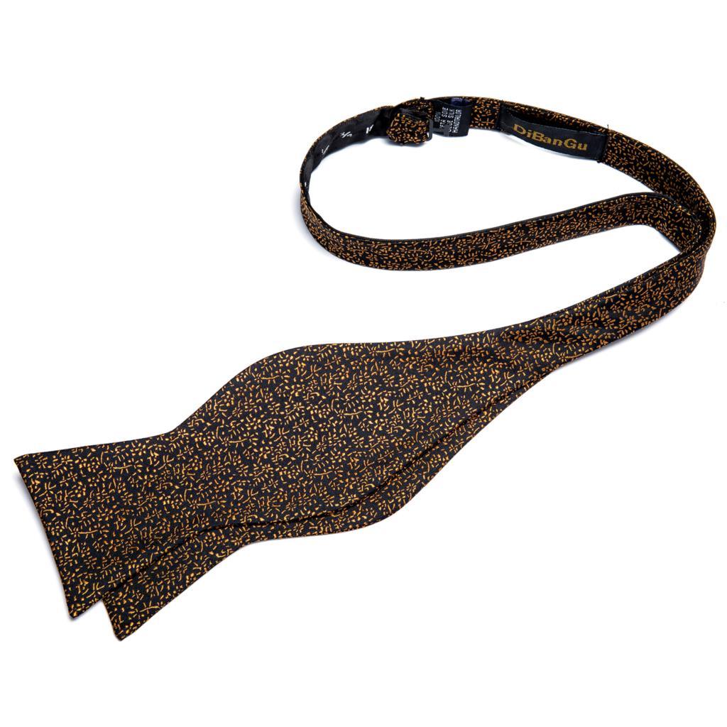Golden Leaves Silk Bow Tie Set - Necktie - Guocali