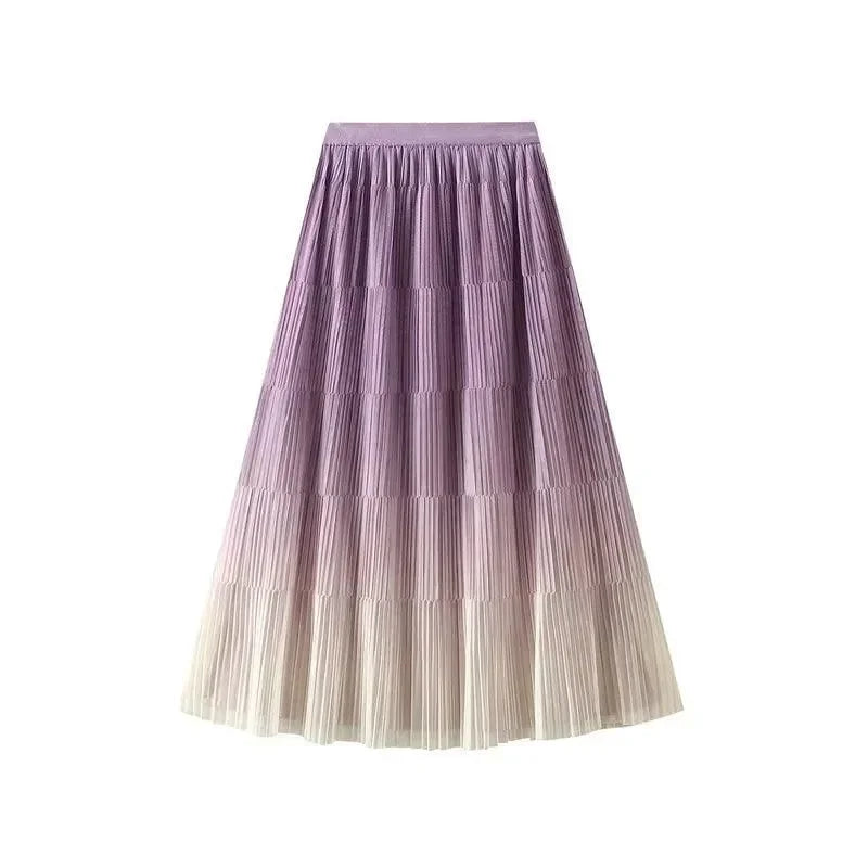 Gradient Color Loose Mid Length Skirt Women -Guocali