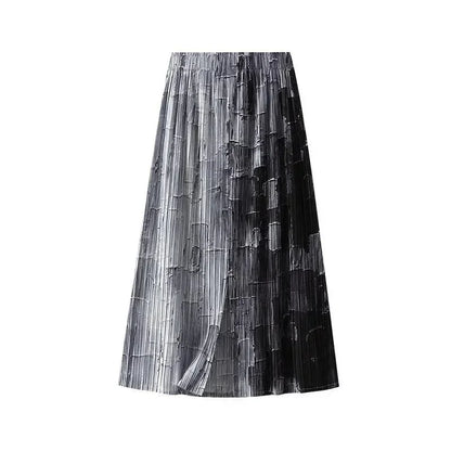 Gradient High Waist A-Line Skirt -Guocali