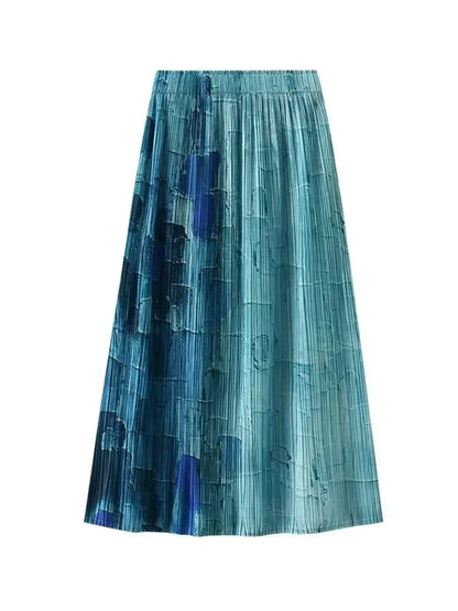 Gradient High Waist A-Line Skirt -Guocali