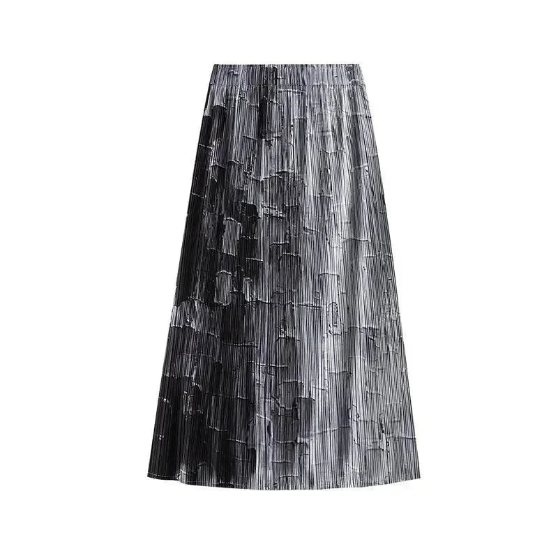 Gradient High Waist A-Line Skirt -Guocali