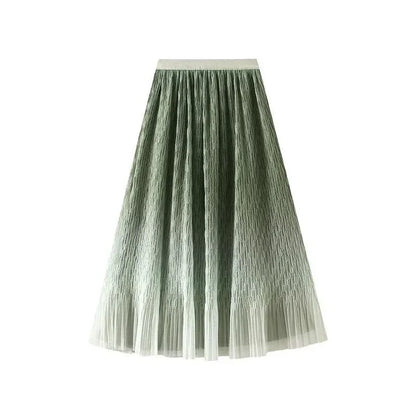 Gradient Mesh Pleated Skirt Multi-color Elegant Women Skirt -Guocali