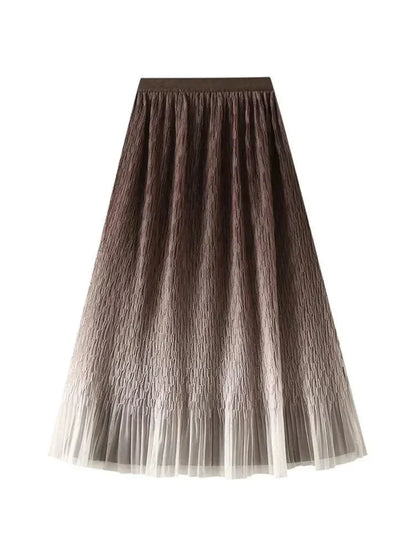 Gradient Mesh Pleated Skirt Multi-color Elegant Women Skirt -Guocali