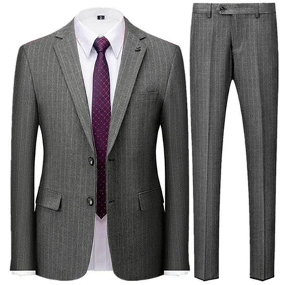 Grey Pinstriped Men Suit - Business Formal -Guocali
