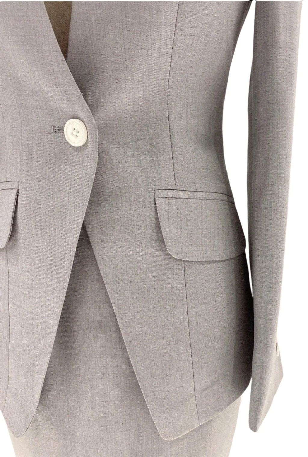 Grey Skirt Suit - Women Formal Suit - Stand Up Collar -Guocali