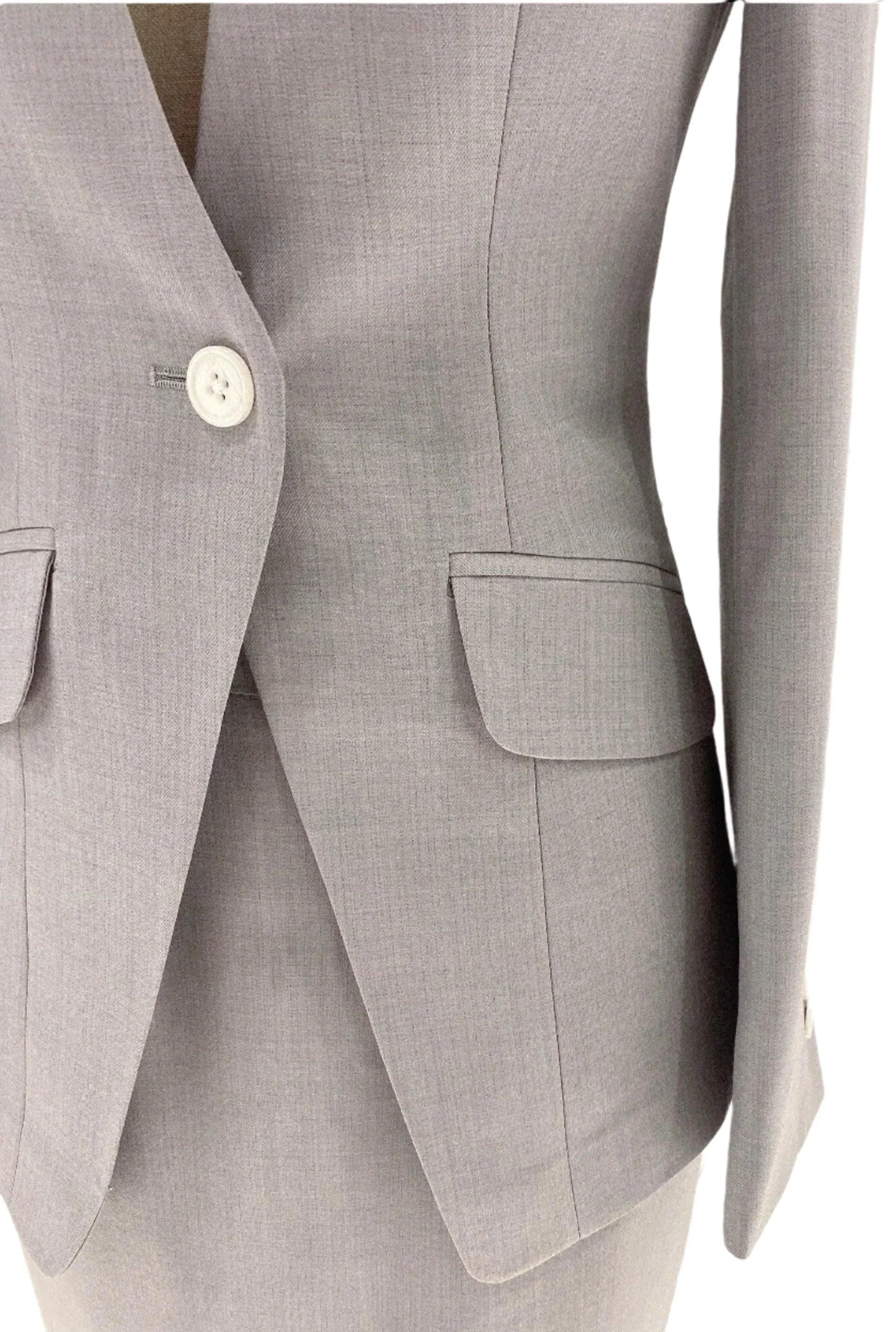 Grey Skirt Suit - Women Formal Suit - Stand Up Collar -Guocali