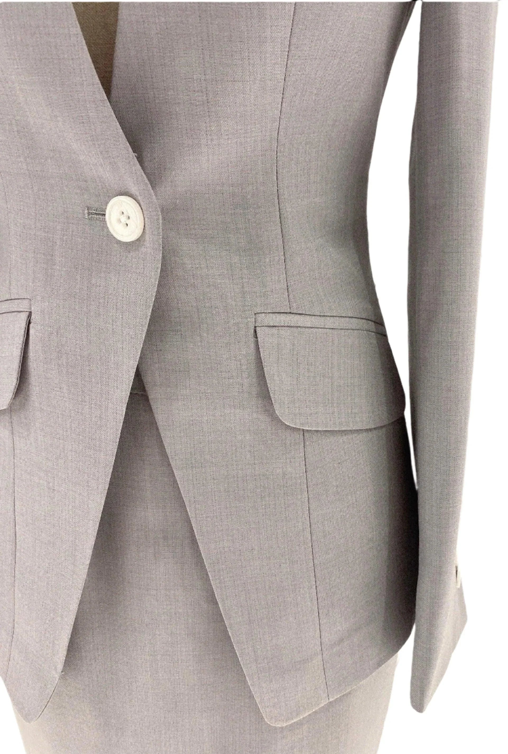 Grey Skirt Suit - Women Formal Suit - Stand Up Collar -Guocali