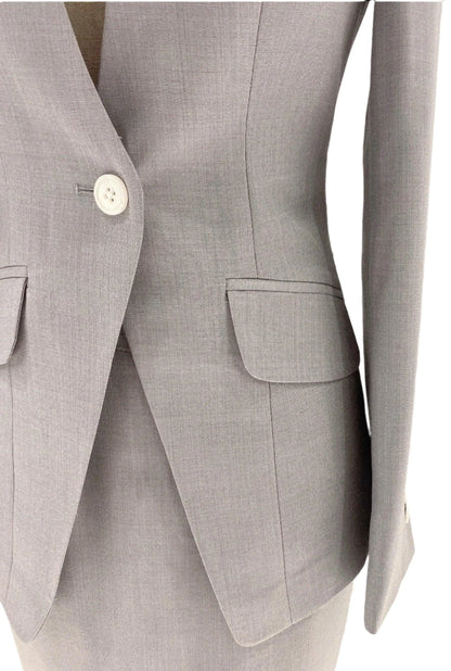 Grey Skirt Suit - Women Formal Suit - Stand Up Collar -Guocali