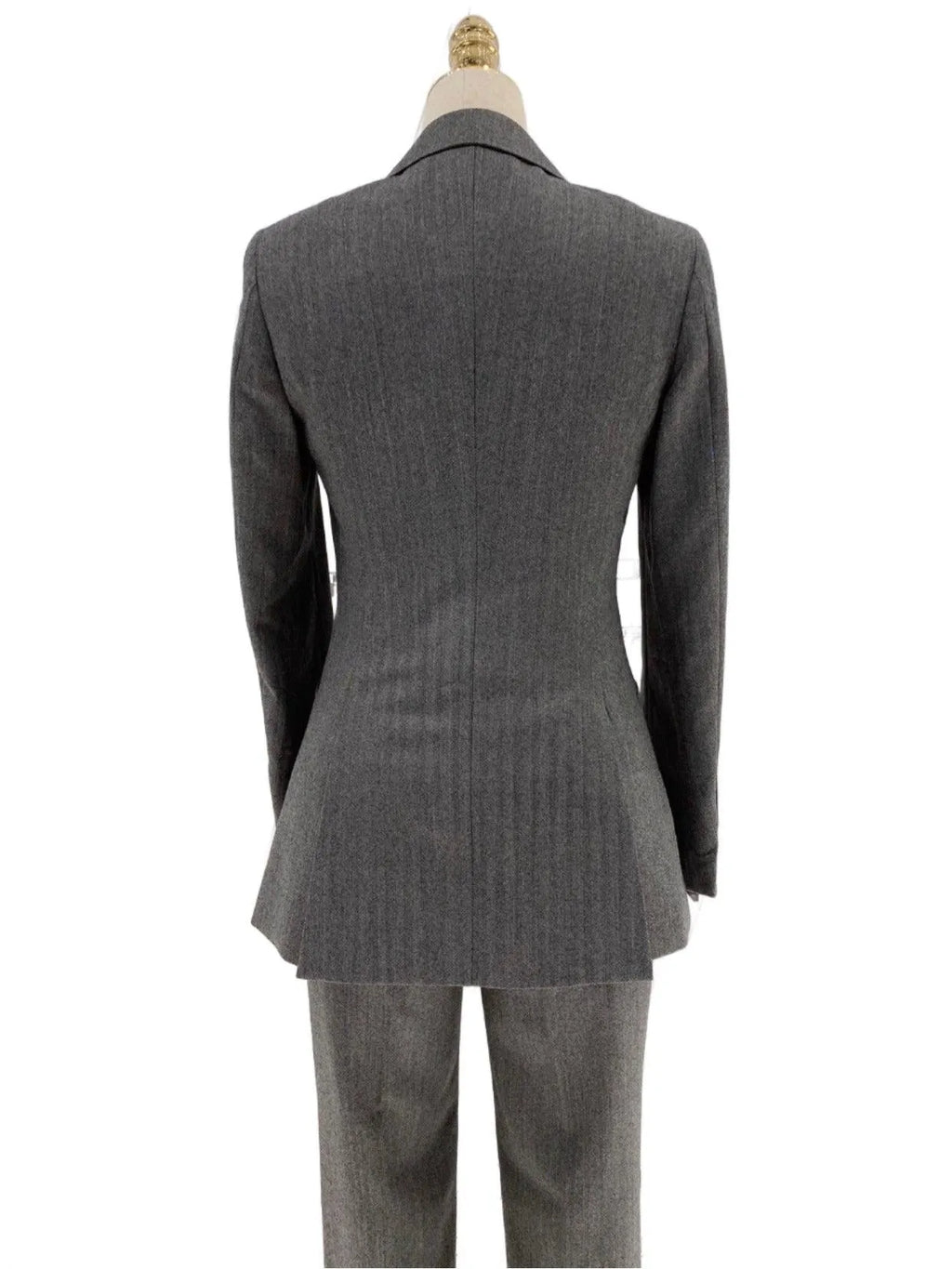 Grey Women Trouser Suit - Worsted Wool Suit - High-end Pantsuit -Guocali