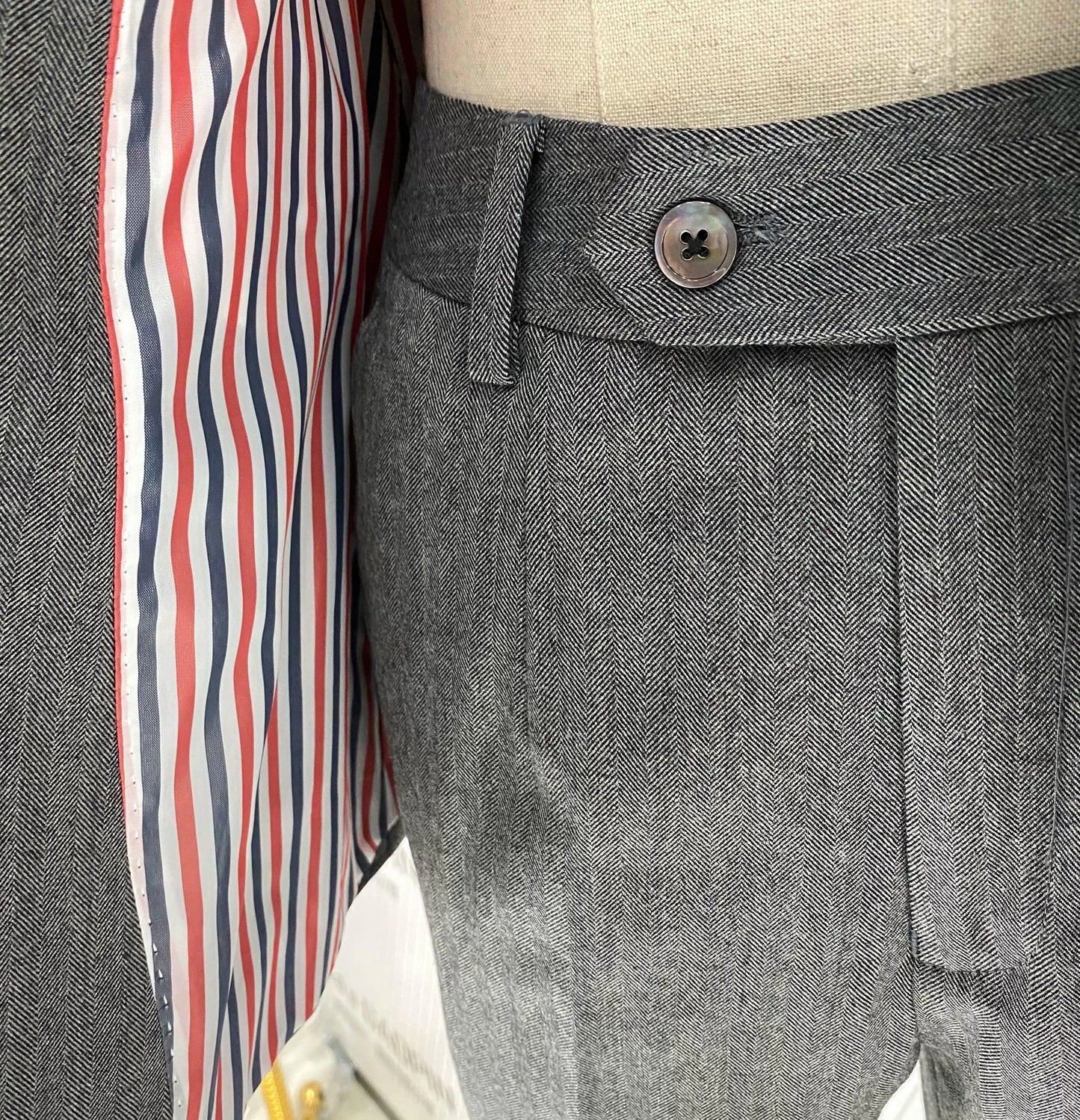 Grey Women Trouser Suit - Worsted Wool Suit - High-end Pantsuit -Guocali