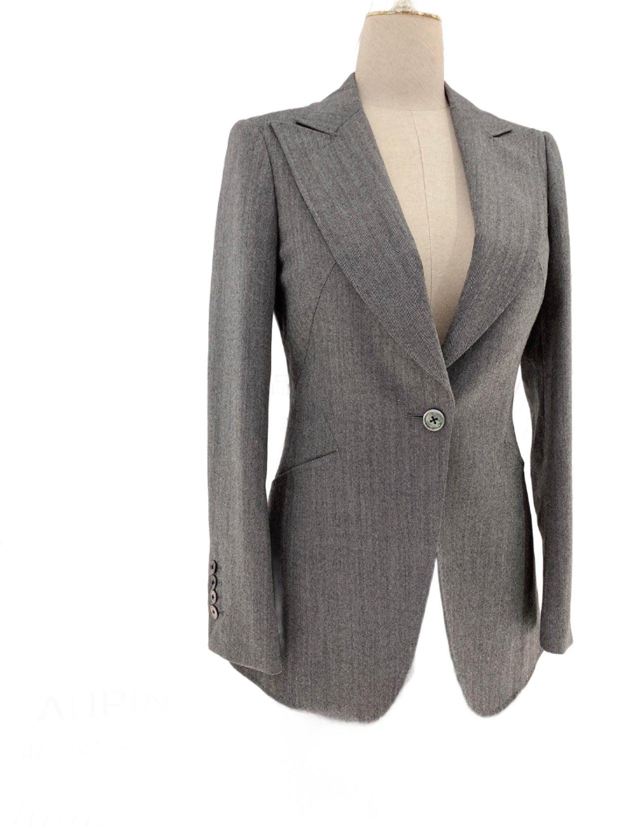 Grey Women Trouser Suit - Worsted Wool Suit - High-end Pantsuit - Pantsuit - Guocali