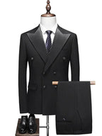 Elegant Men’s Suit - Solid Double-Breasted