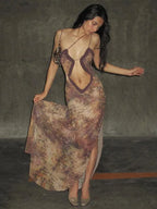 Halter Neck Backless Long Dress -Guocali