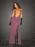 Halter Neck Backless Long Dress -Guocali