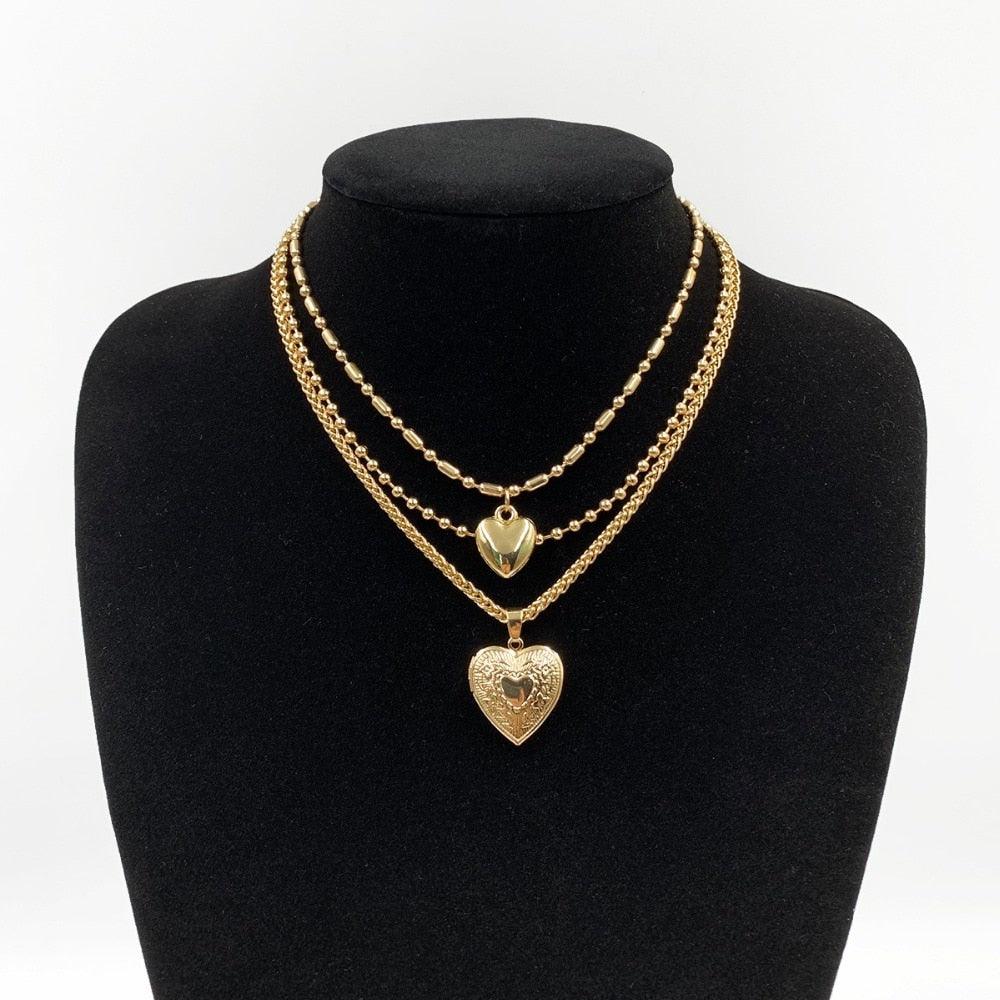 Hearts Pendant Necklace - Multi-Layered Women Jewelry - Pendant Necklace - Guocali