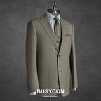 Elegant, Professional Men’s Suit - Solid Single-Breasted - Khaki