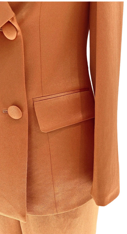 High-End fine Silk Satin Two-Piece Pant Suit -Guocali