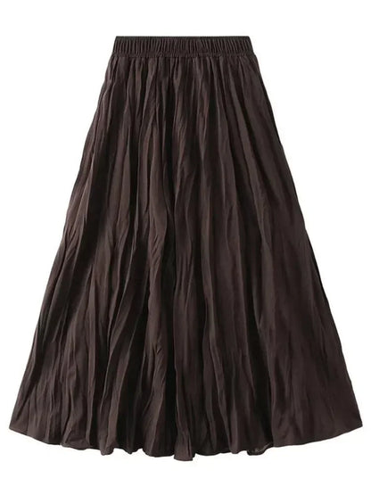 High-Waisted Elastic Pleated Skirt -Guocali