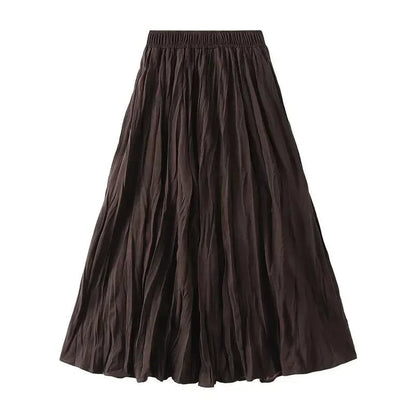 High-Waisted Elastic Pleated Skirt -Guocali