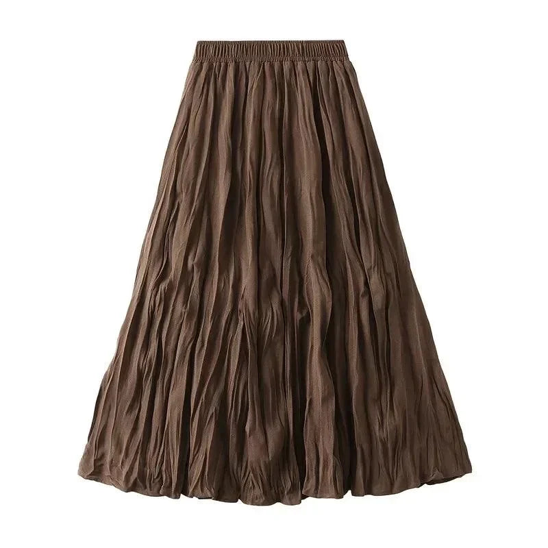 High-Waisted Elastic Pleated Skirt -Guocali