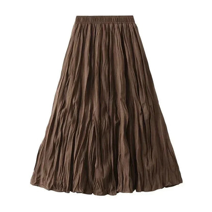 High-Waisted Elastic Pleated Skirt -Guocali