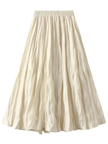 High-Waisted Elastic Pleated Skirt -Guocali