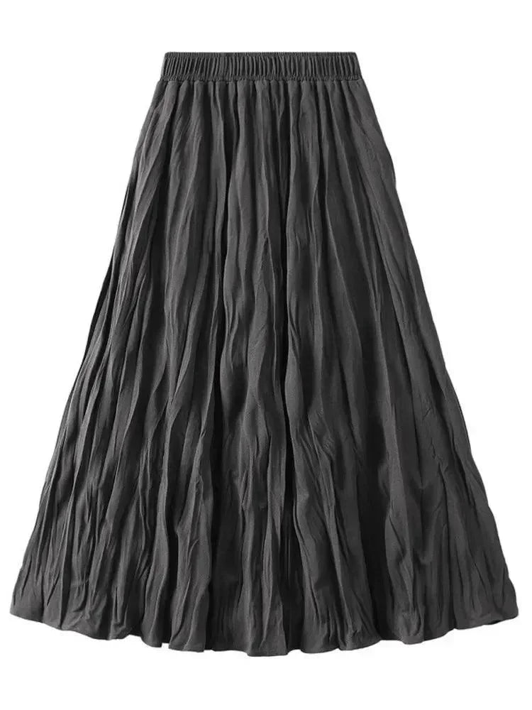 High-Waisted Elastic Pleated Skirt -Guocali