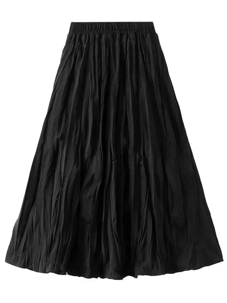 High-Waisted Elastic Pleated Skirt -Guocali
