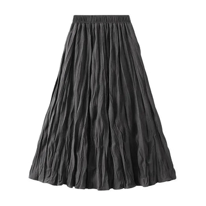 High-Waisted Elastic Pleated Skirt -Guocali