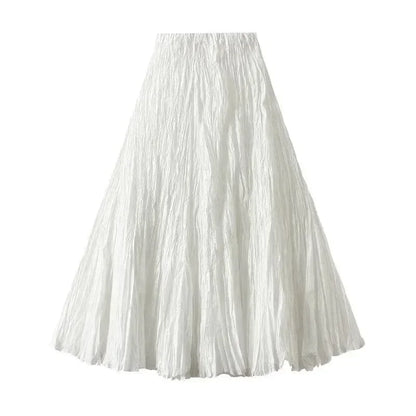 High-Waisted Pleated A-Line Skirt -Guocali