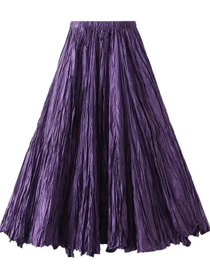 High-Waisted Pleated A-Line Skirt -Guocali