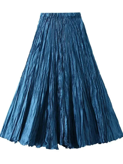 High-Waisted Pleated A-Line Skirt -Guocali