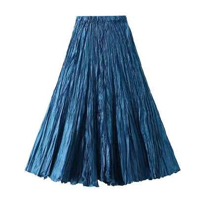 High-Waisted Pleated A-Line Skirt -Guocali