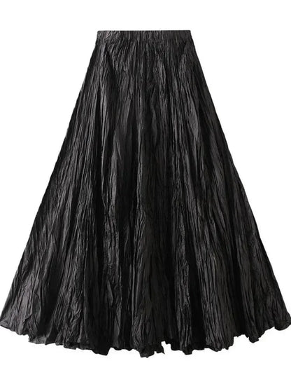 High-Waisted Pleated A-Line Skirt -Guocali