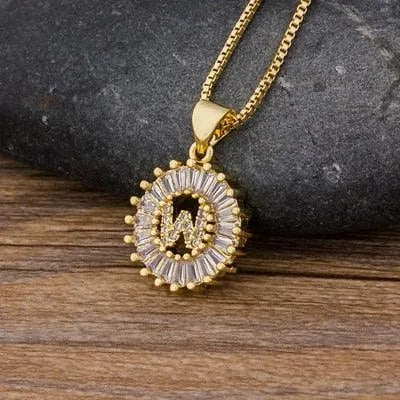 Initial Letter Pendant Necklace - Charm Jewelry -Guocali