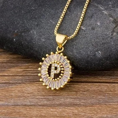 Initial Letter Pendant Necklace - Charm Jewelry -Guocali