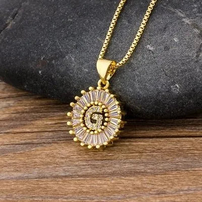 Initial Letter Pendant Necklace - Charm Jewelry -Guocali