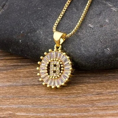 Initial Letter Pendant Necklace - Charm Jewelry -Guocali