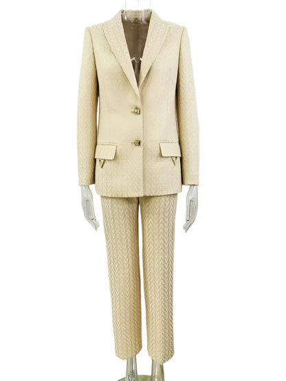Jacquard Women Pant Suit - Trouser Suit -Guocali