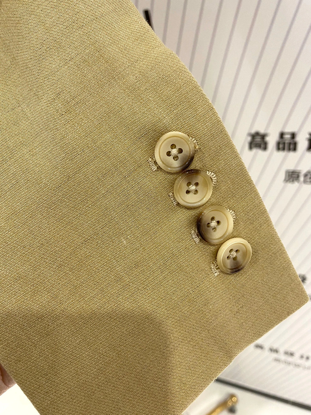 Khaki Women Pant Suit - Double Breasted Trouser Suit -Guocali