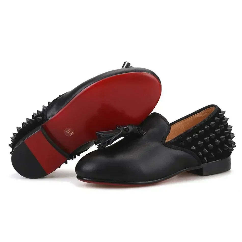 Kids Casual Tassel Dress Loafers - Slip-On Flat Formal Dress Shoes
