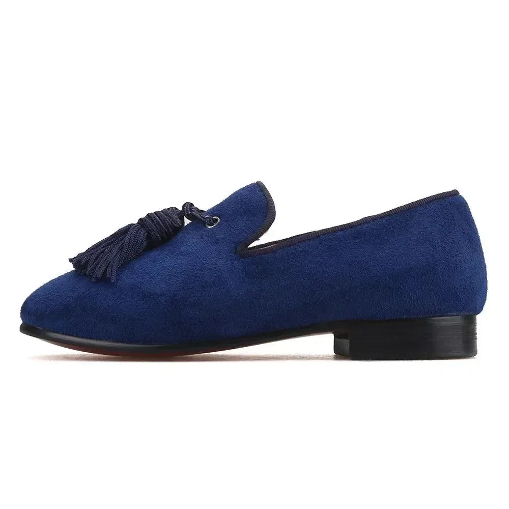 Kids Dress Tassel Smoking Loafers - Slip-On Flat Formal Dress Shoes
